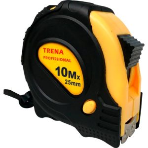 Ferramentas Trena Emborrachado Completa, Fita Branca, Imã e 3 Travas 10M x 25mm