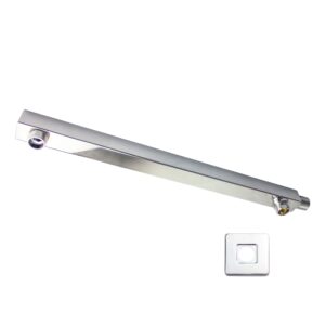 Braço de Ducha Quadrado c/ Desviador Inox 400mm Cromado
