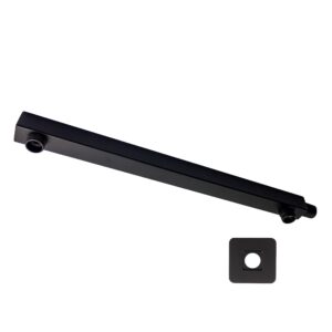 Braço de Ducha Quadrado c/ Desviador Inox 400mm Preto