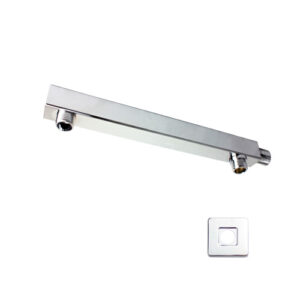 Braço de Ducha Quadrado c/ Desviador Inox 300mm Cromado