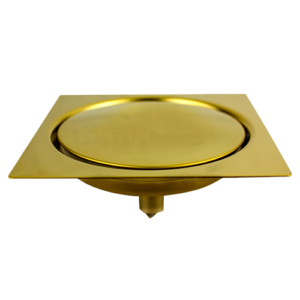 Ralo Click Quadrado Inox Dourado 9,4cm