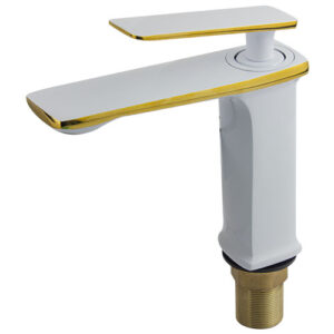 Torneira Monocomando TOP Branco e Dourado Misturador