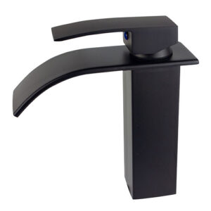 Torneira Cascata Baixa Misturador Água Quente e Fria Preto 18cm